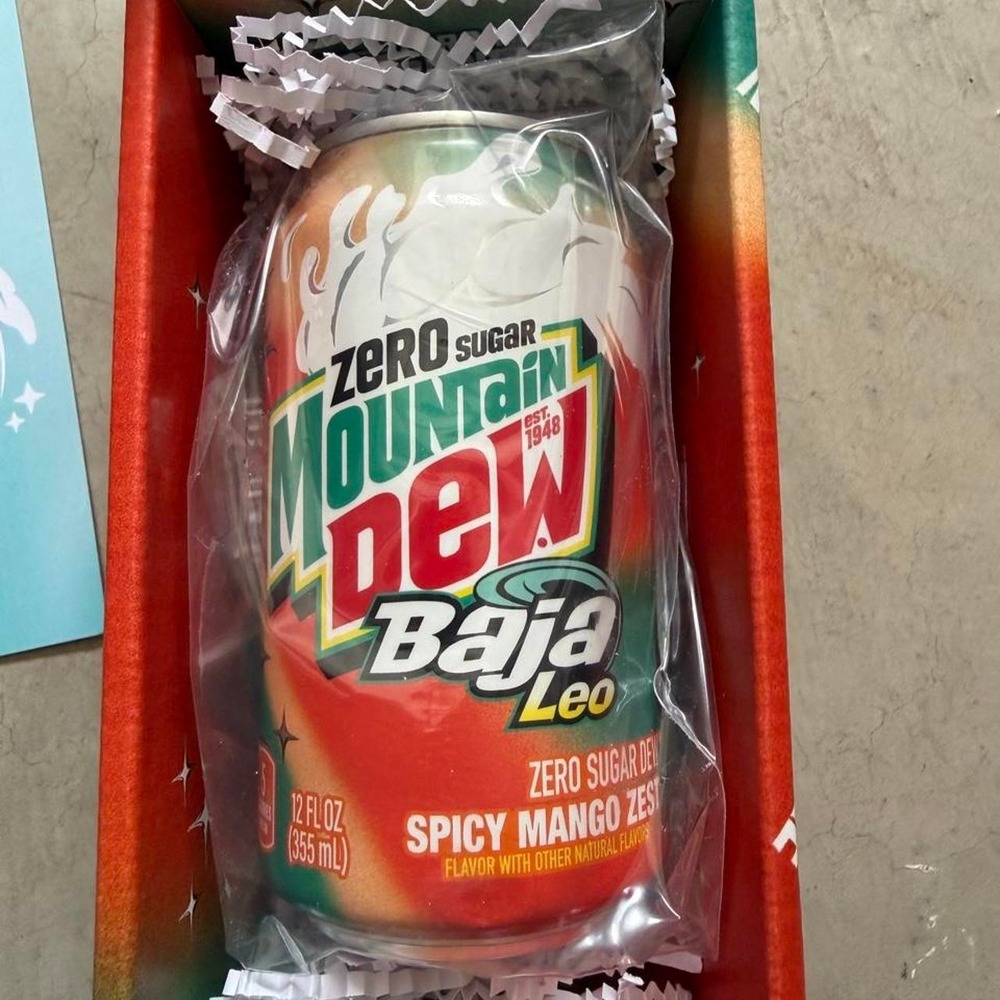 Mountain Dew Baja Blast Leo Zero Sugar Spicy Mango Zest 12oz Can Limited Box - Picture 2 of 2